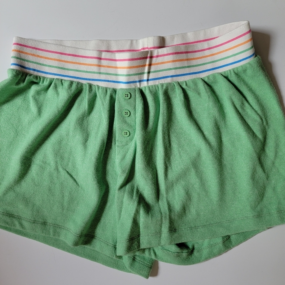 PJ Salvage Fresh & Fruity Green Pajama Shorts Rainbow Boxers Soft Comfy M Loose